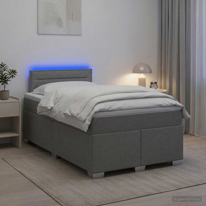 Boxspring Bed met Matras en LED Lichtgrijs 120 x 190 cm Stof
