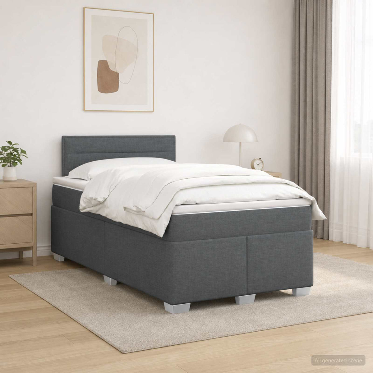 Boxspring Bed met Matras en LED Donkergrijs 120 x 190 cm Stof