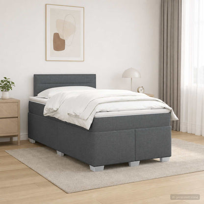 Boxspring Bed met Matras en LED Donkergrijs 120 x 190 cm Stof