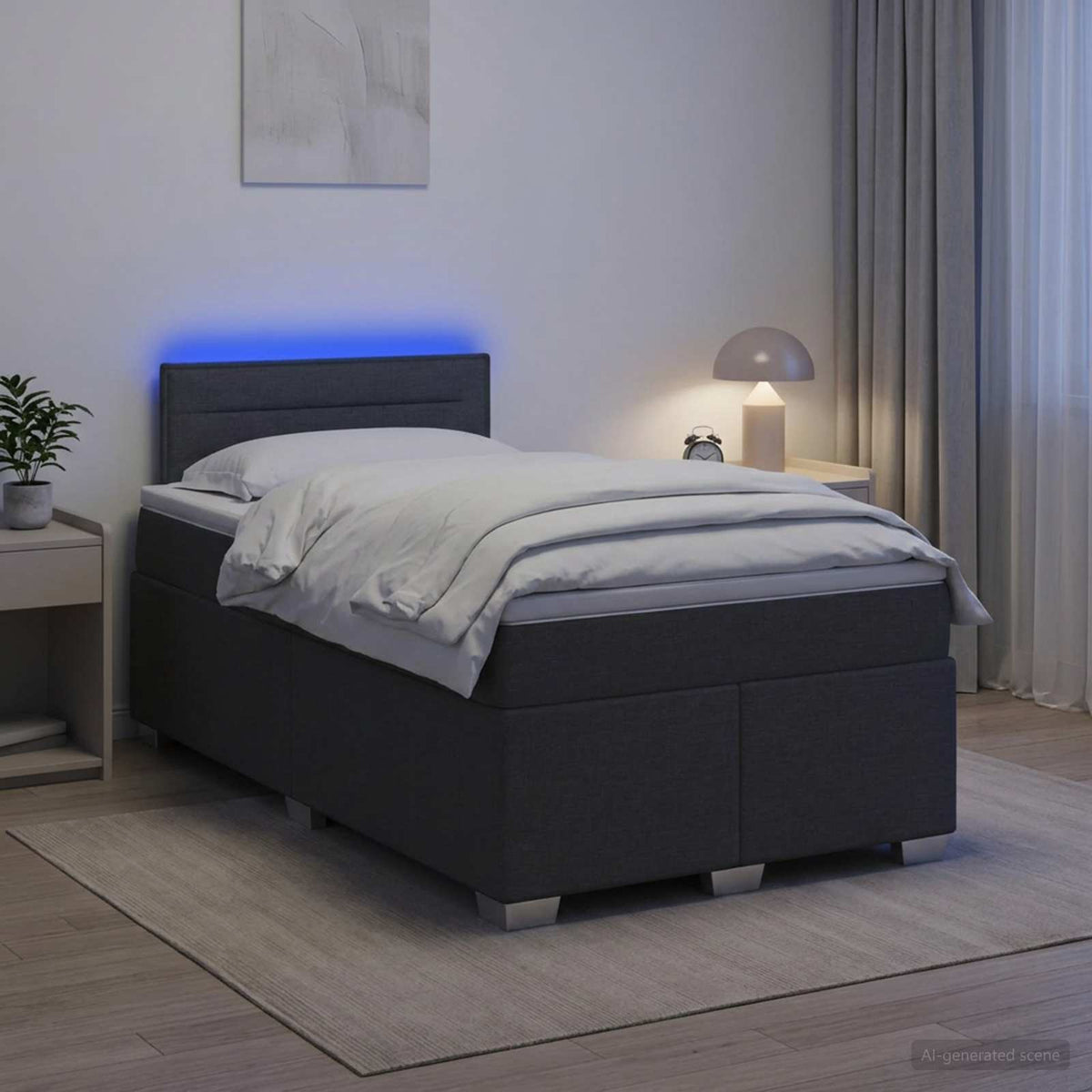 Boxspring Bed met Matras en LED Donkergrijs 120 x 190 cm Stof