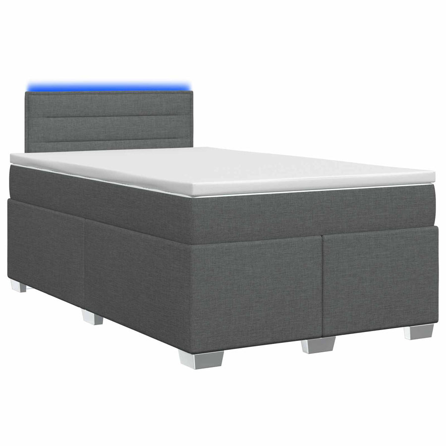 Boxspring Bed met Matras en LED Donkergrijs 120 x 190 cm Stof