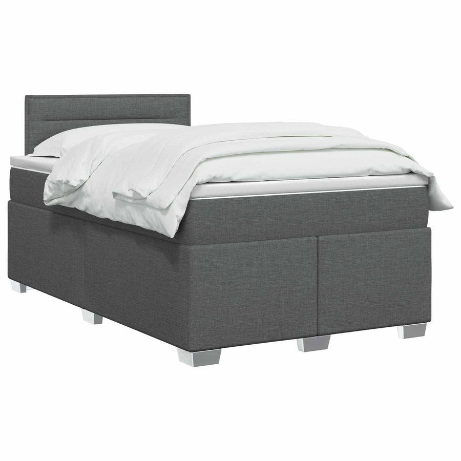 Boxspring Bed met Matras en LED Donkergrijs 120 x 190 cm Stof