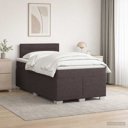 Boxspring Bed met Matras en LED Donkerbruin 120 x 190 cm Stof