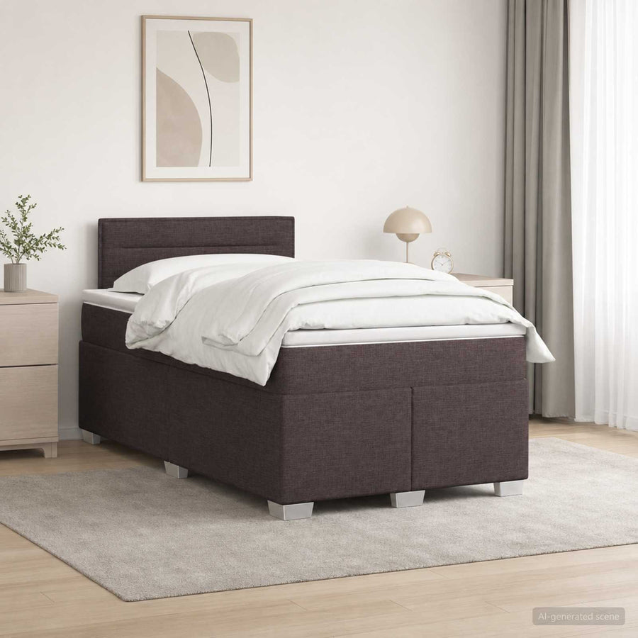 Boxspring Bed met Matras en LED Donkerbruin 120 x 190 cm Stof