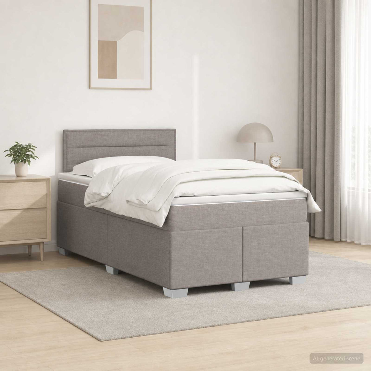 Boxspring Bed met Matras en LED Taupe 120 x 190 cm Stof
