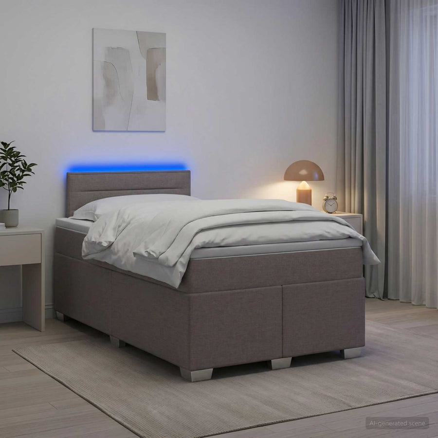 Boxspring Bed met Matras en LED Taupe 120 x 190 cm Stof