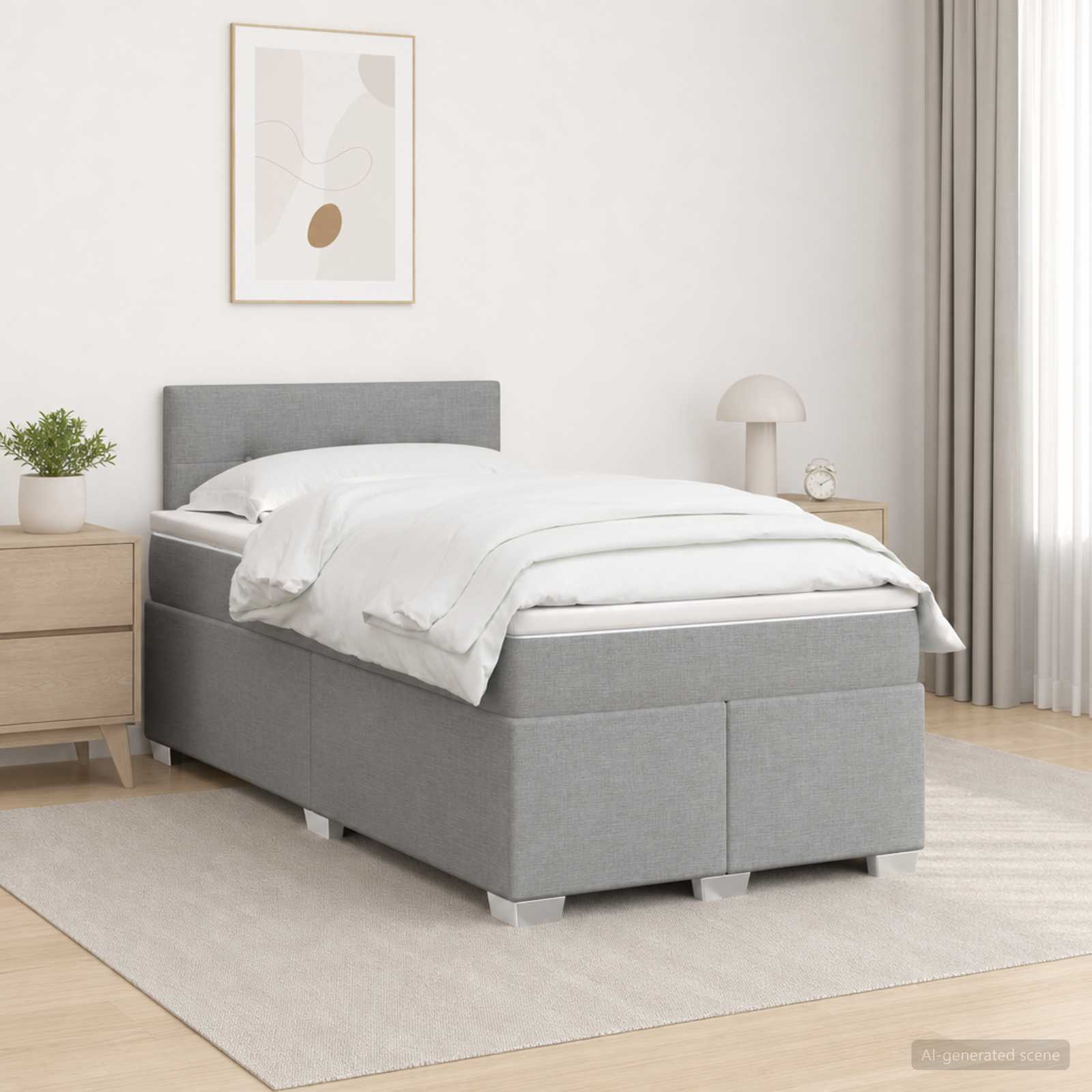 Boxspring Bed met Matras en LED Lichtgrijs 120 x 200 cm Stof