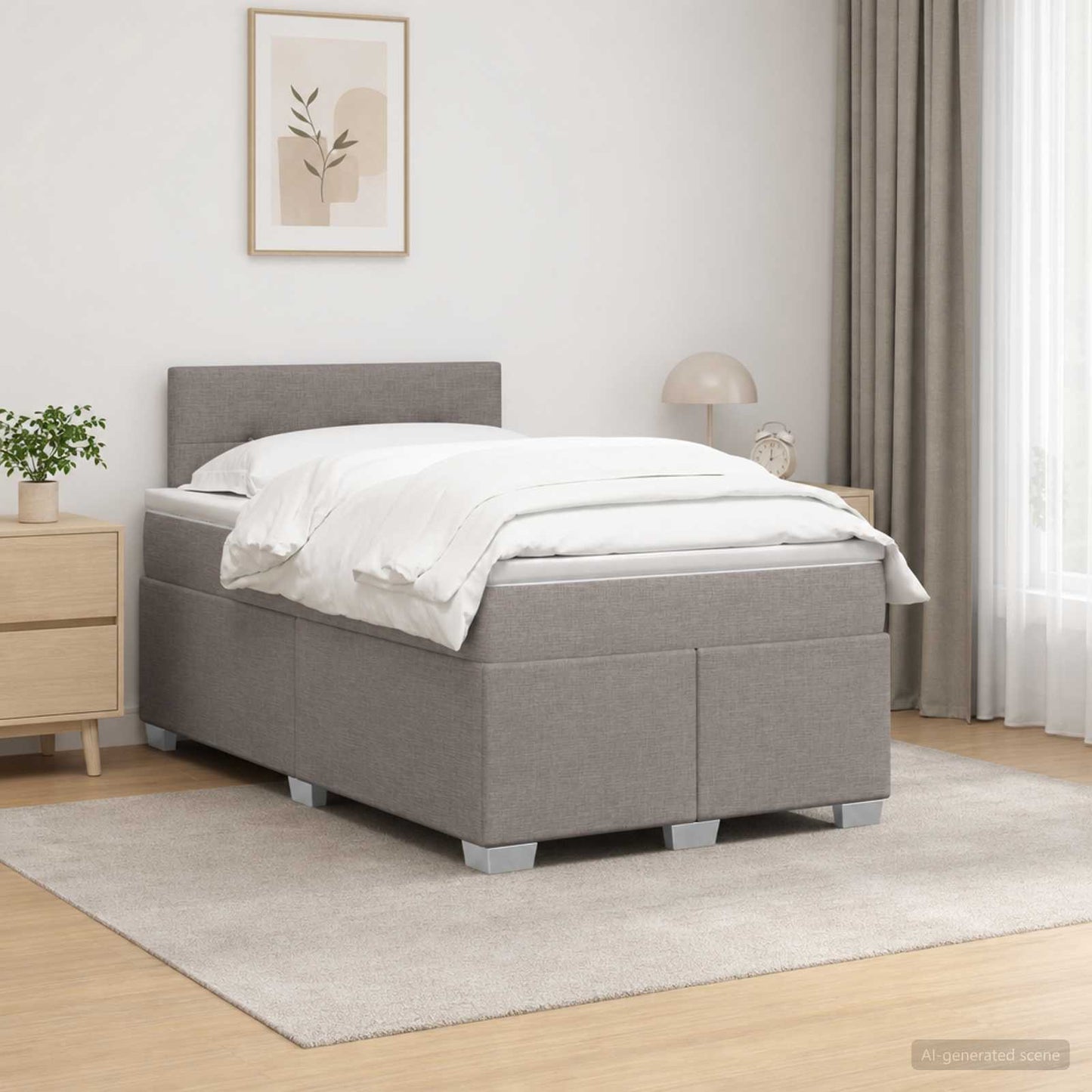 Boxspring Bed met Matras en LED Taupe 120 x 200 cm Stof