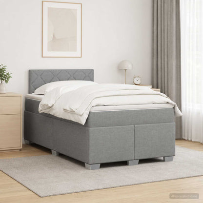 Boxspring Bed met Matras en LED Lichtgrijs 120 x 190 cm Stof