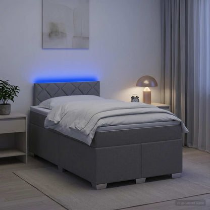 Boxspring Bed met Matras en LED Lichtgrijs 120 x 190 cm Stof