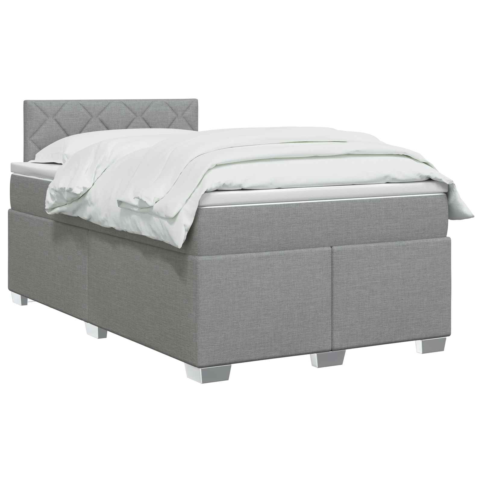 Boxspring Bed met Matras en LED Lichtgrijs 120 x 190 cm Stof