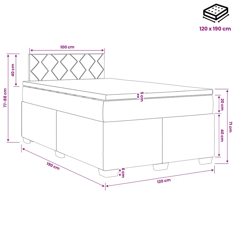 Boxspring Bed met Matras en LED Donkergrijs 120 x 190 cm Stof
