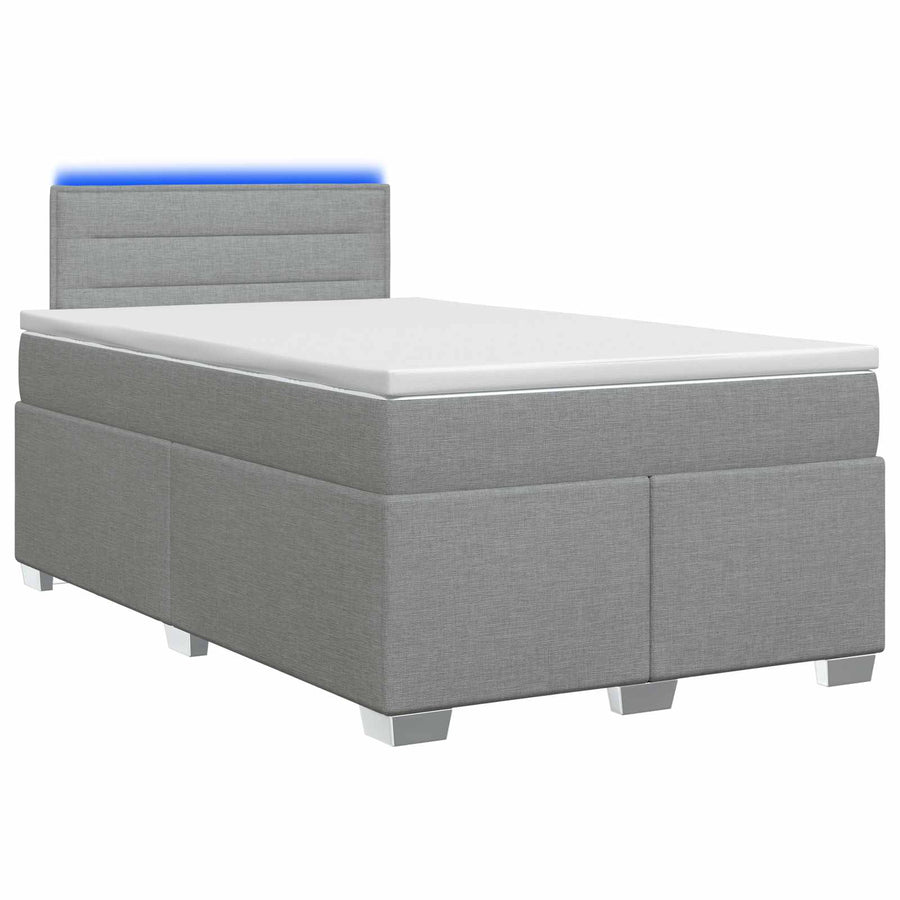 Boxspring Bed met Matras en LED Lichtgrijs 120 x 200 cm Stof