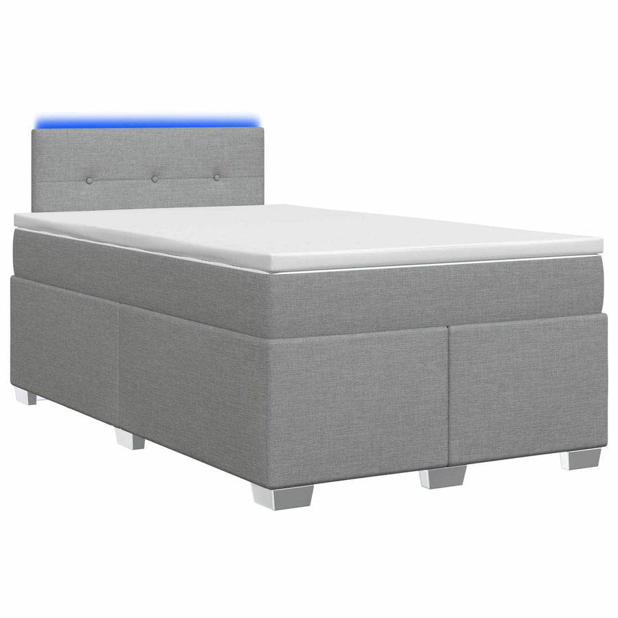 Boxspring Bed met Matras en LED Lichtgrijs 120 x 200 cm Stof