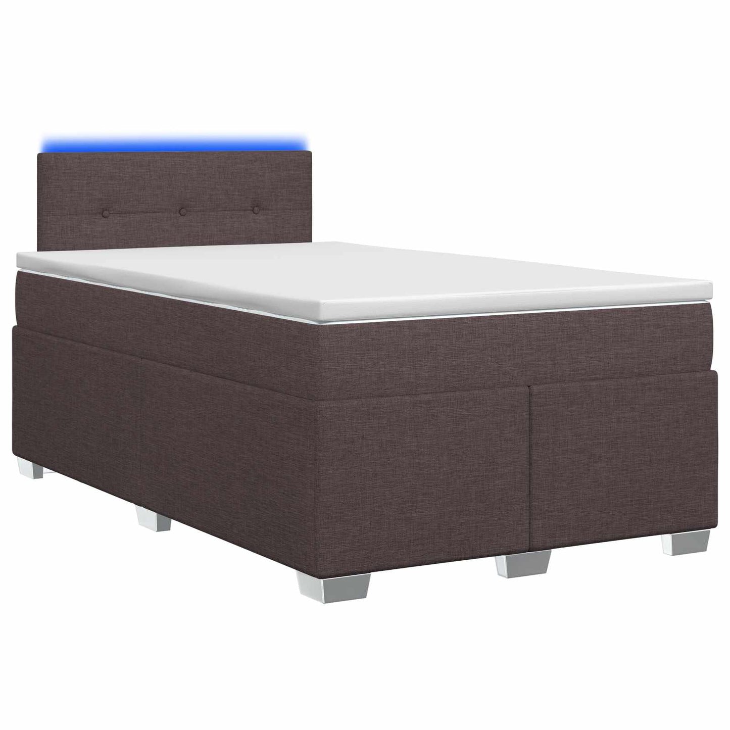 Boxspring Bed met Matras en LED Donkerbruin 120 x 200 cm Stof
