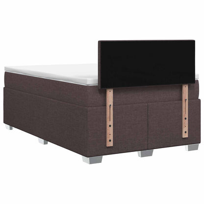 Boxspring Bed met Matras en LED Donkerbruin 120 x 200 cm Stof