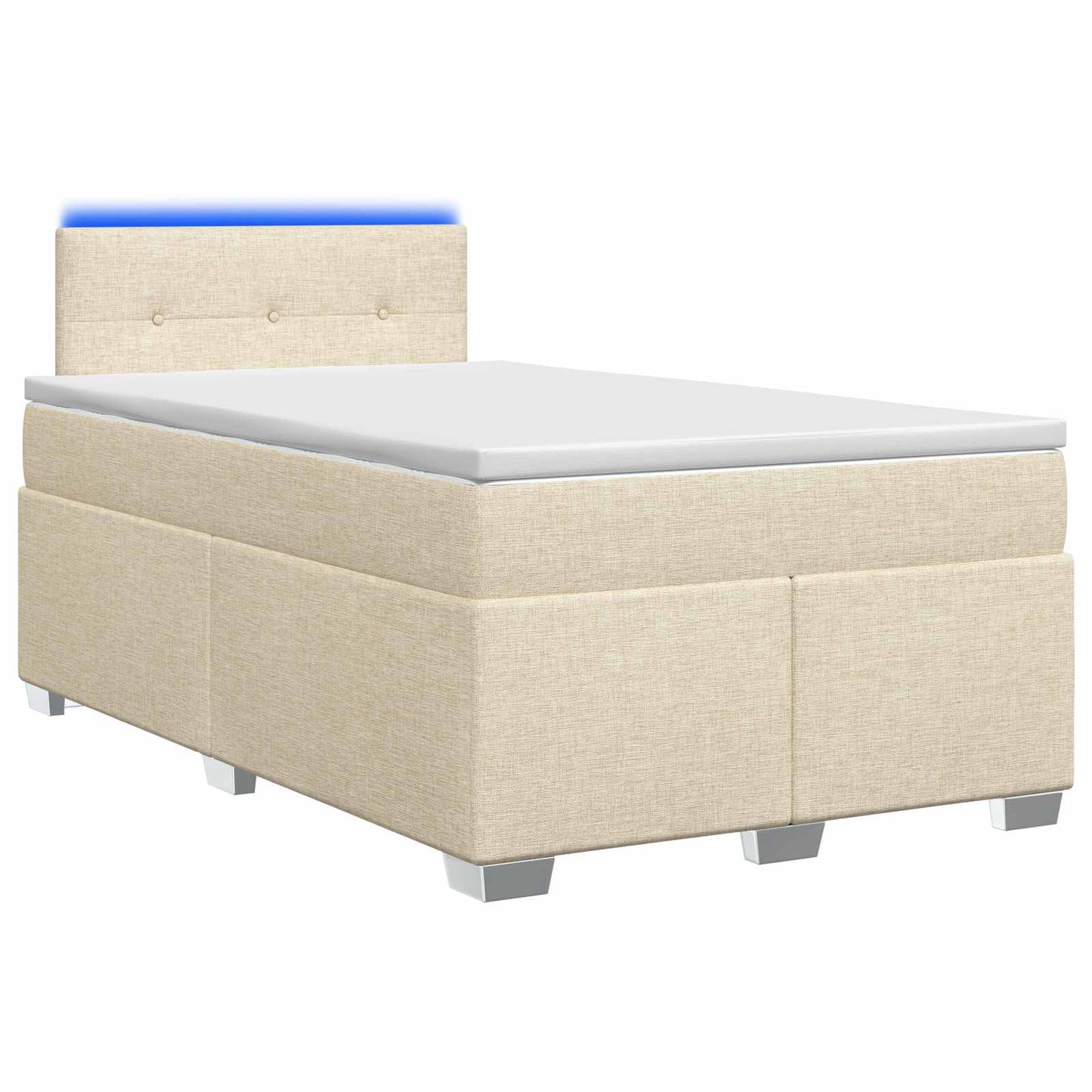 Boxspring Bed met Matras en LED Crèmekleurig 120 x 200 cm Stof