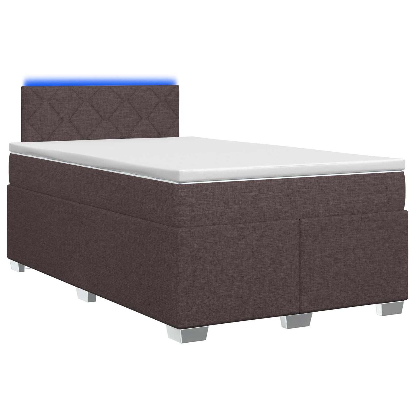Boxspring Bed met Matras en LED Donkerbruin 120 x 200 cm Stof