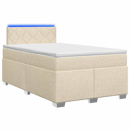 Boxspring Bed met Matras en LED Crèmekleurig 120 x 200 cm Stof