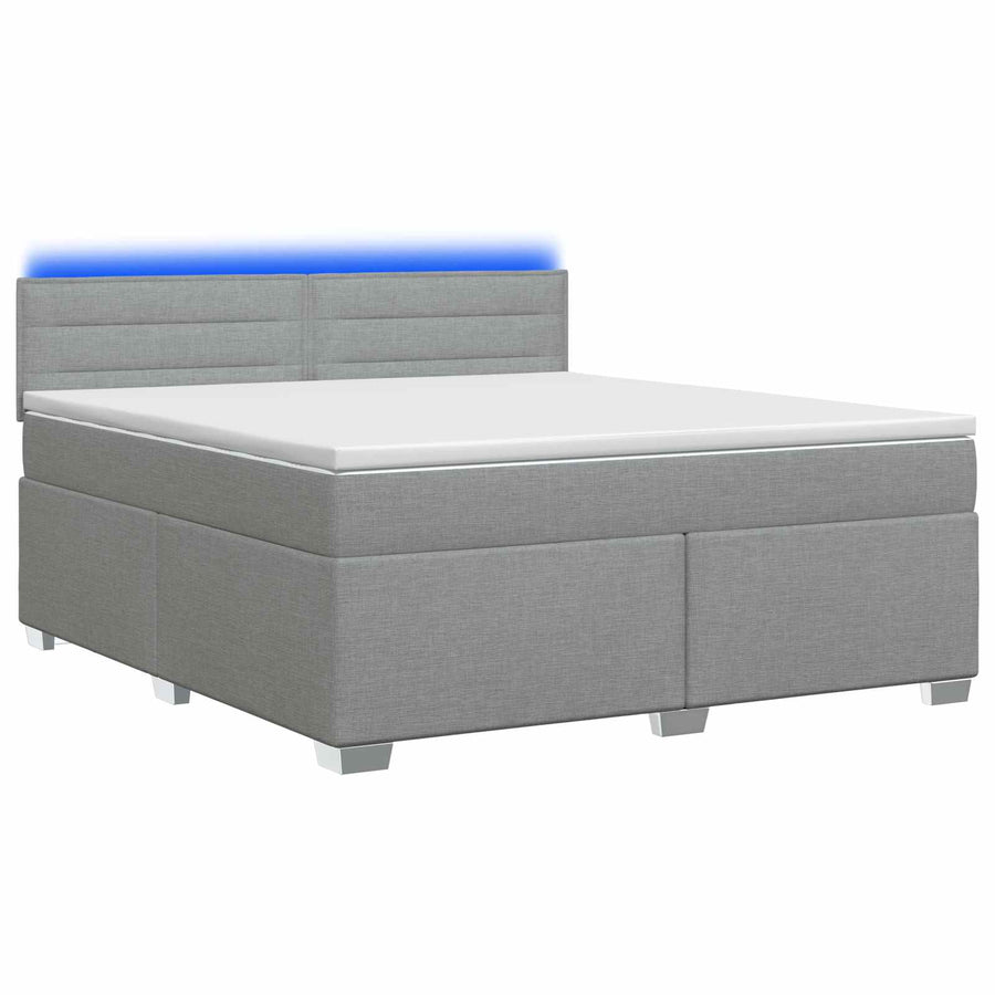 Boxspring Bed met Matras en LED Lichtgrijs 140 x 190 cm Stof