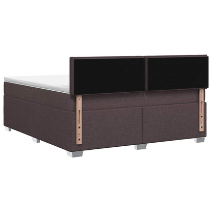 Boxspring Bed met Matras en LED Donkerbruin 140 x 190 cm Stof