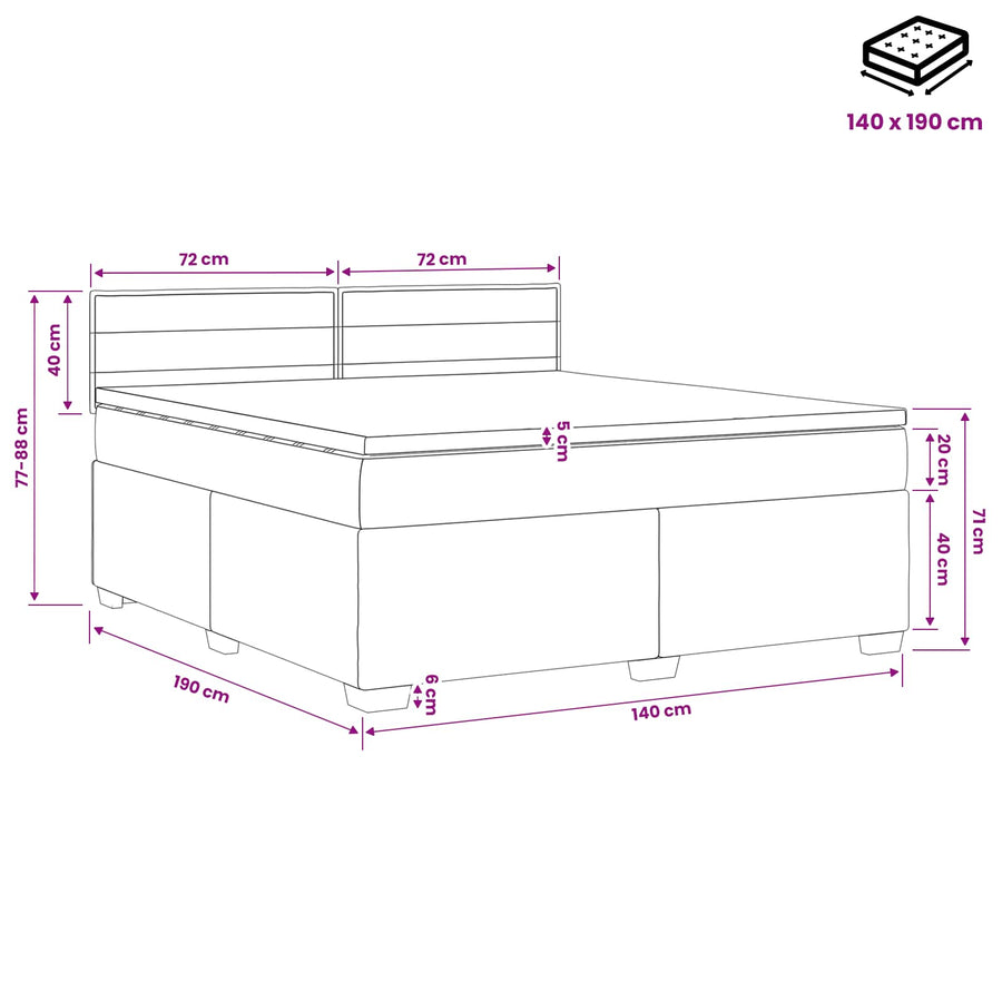 Boxspring Bed met Matras en LED Blauw 140 x 190 cm Stof