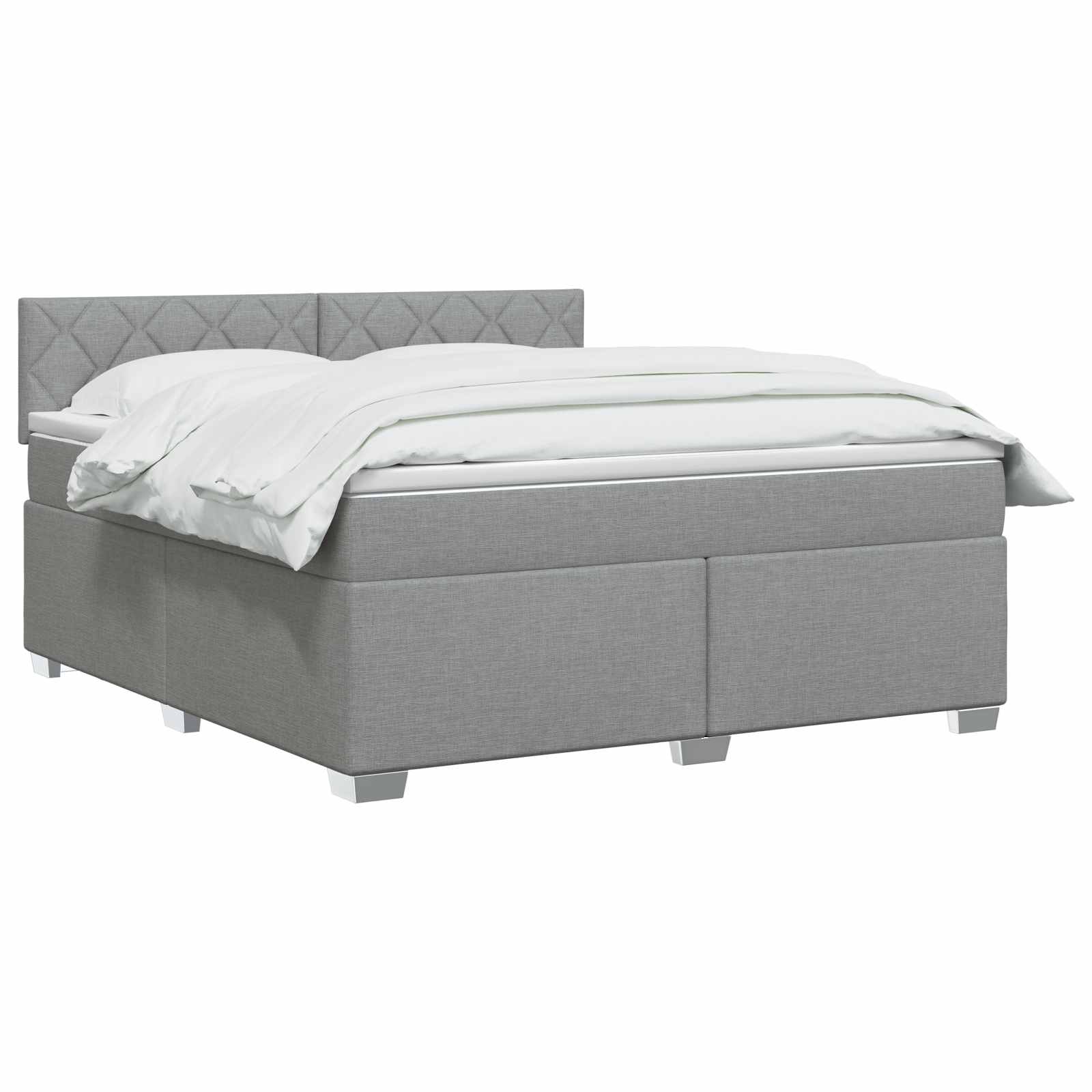 Boxspring Bed met Matras en LED Lichtgrijs 140 x 190 cm Stof