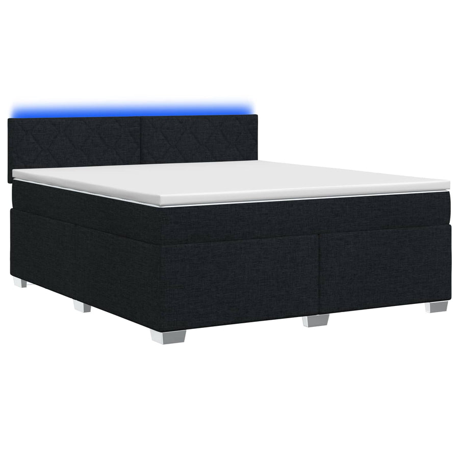 Boxspring Bed met Matras en LED Zwart 140 x 190 cm Stof