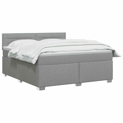 Boxspring Bed met Matras en LED Lichtgrijs 140 x 200 cm Stof