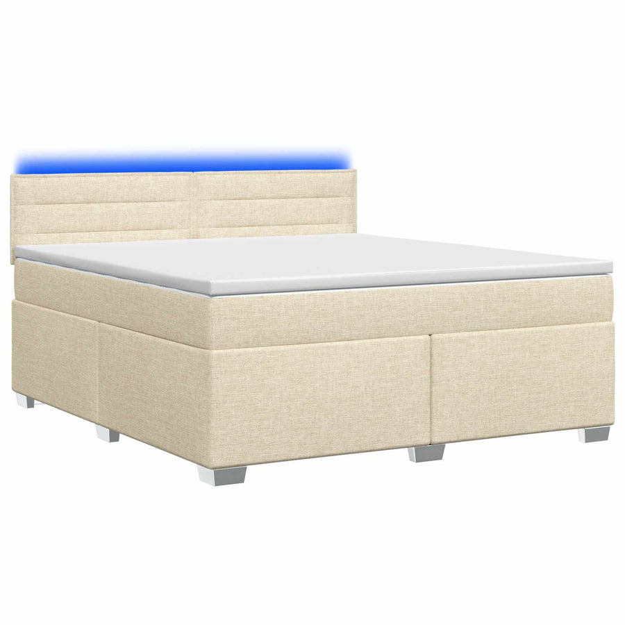 Boxspring Bed met Matras en LED Crèmekleurig 140 x 200 cm Stof
