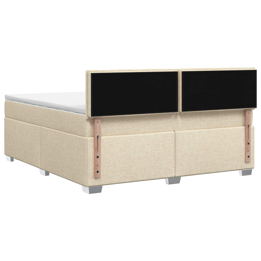 Boxspring Bed met Matras en LED Crèmekleurig 140 x 200 cm Stof