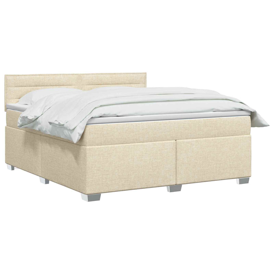 Boxspring Bed met Matras en LED Crèmekleurig 140 x 200 cm Stof