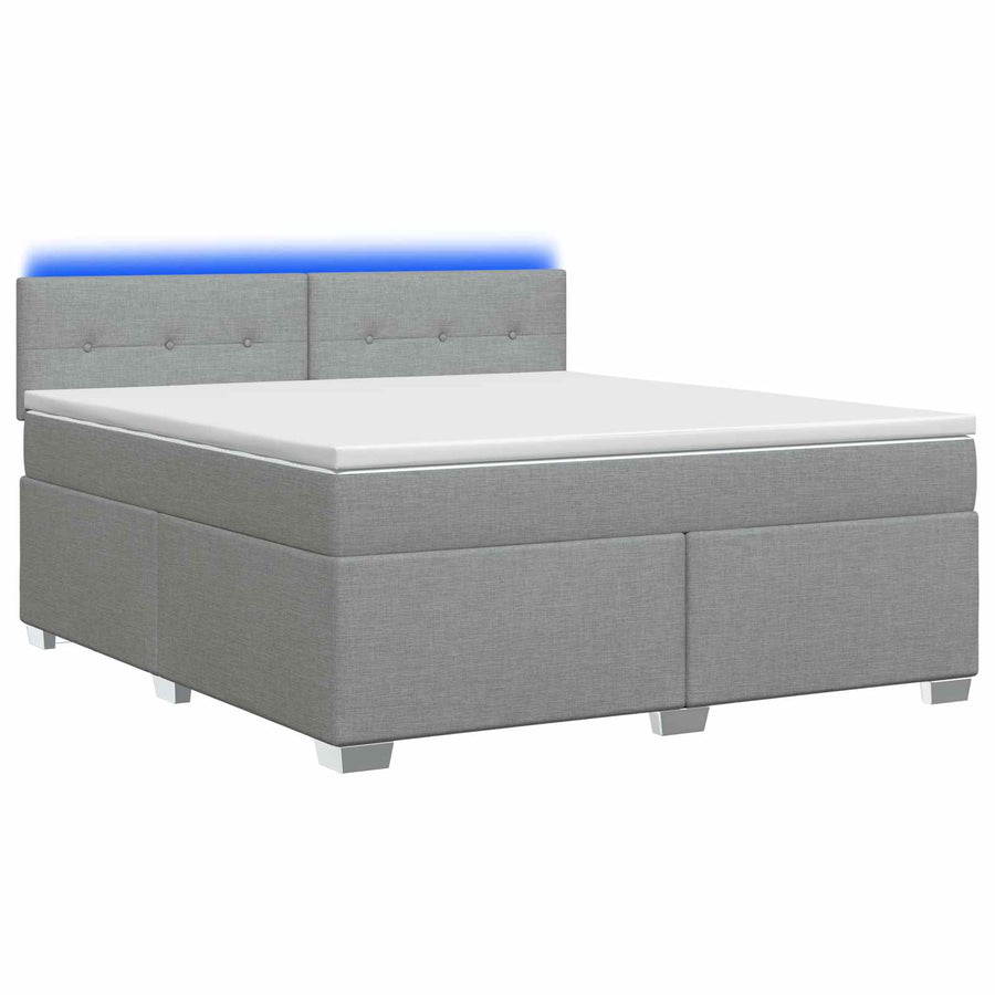 Boxspring Bed met Matras en LED Lichtgrijs 140 x 200 cm Stof