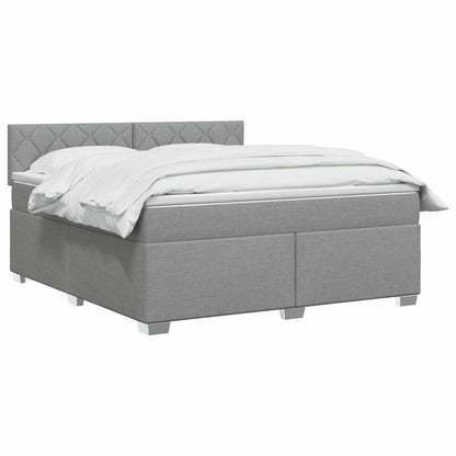 Boxspring Bed met Matras en LED Lichtgrijs 140 x 200 cm Stof