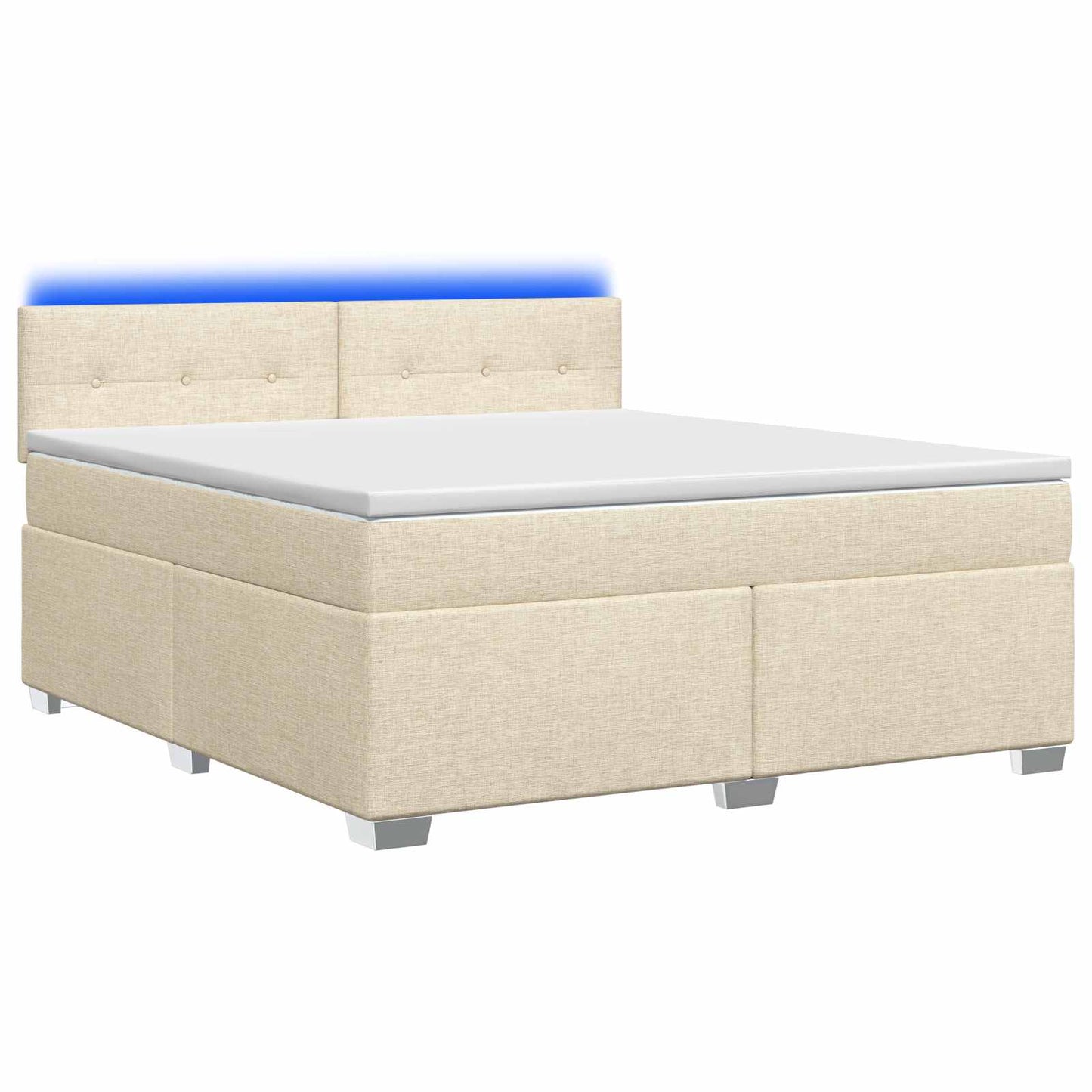 Boxspring Bed met Matras en LED Crèmekleurig 160 x 200 cm Stof