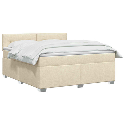 Boxspring Bed met Matras en LED Crèmekleurig 160 x 200 cm Stof