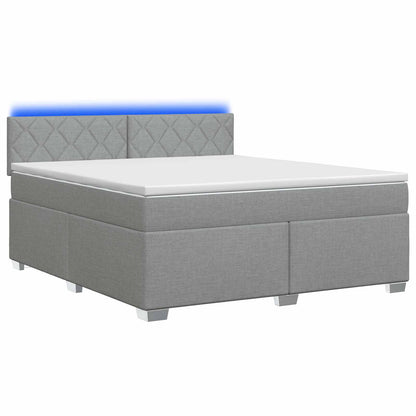 Boxspring Bed met Matras en LED Lichtgrijs 160 x 200 cm Stof