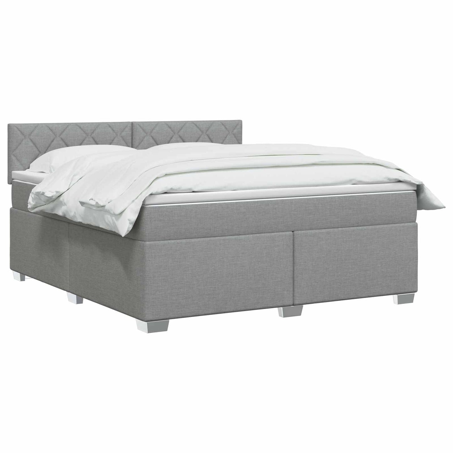 Boxspring Bed met Matras en LED Lichtgrijs 160 x 200 cm Stof