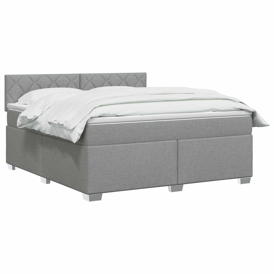Boxspring Bed met Matras en LED Lichtgrijs 160 x 200 cm Stof