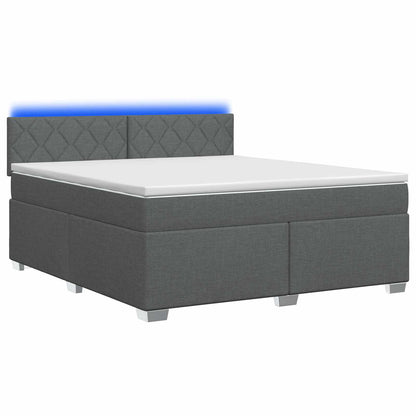 Boxspring Bed met Matras en LED Donkergrijs 160 x 200 cm Stof