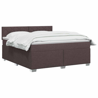 Boxspring Bed met Matras en LED Donkerbruin 160 x 200 cm Stof