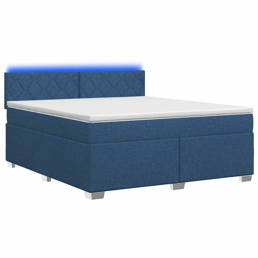 Boxspring Bed met Matras en LED Blauw 160 x 200 cm Stof