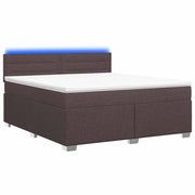 Boxspring bed 180x200 cm donkerbruin met matras en LED