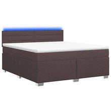 Boxspring Bed met Matras en LED Donkerbruin 180 x 200 cm Stof