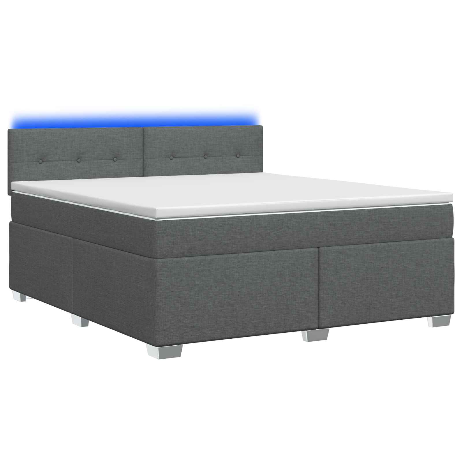 Boxspring Bed met Matras en LED Donkergrijs 180 x 200 cm Stof