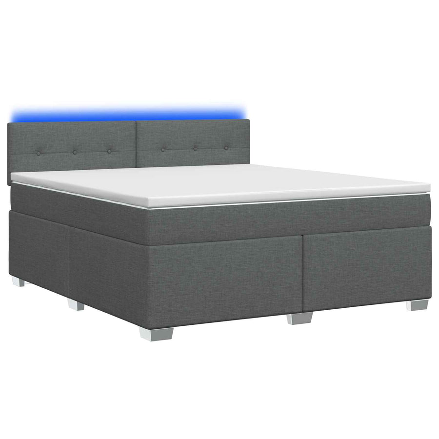 Boxspring Bed met Matras en LED Donkergrijs 180 x 200 cm Stof