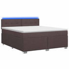 Boxspring bed 180x200 cm donkerbruin met matras en led