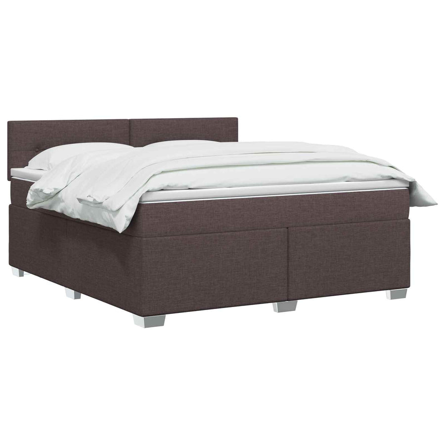 Boxspring Bed met Matras en LED Donkerbruin 180 x 200 cm Stof