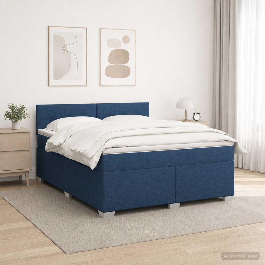 Boxspring Bed met Matras en LED Blauw 180 x 200 cm Stof