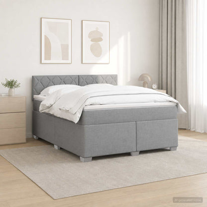Boxspring Bed met Matras en LED Lichtgrijs 140 x 200 cm Stof